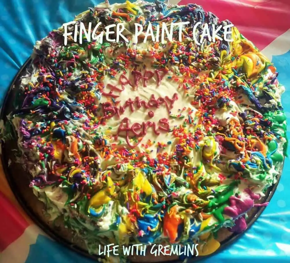 finger paint birthday cake