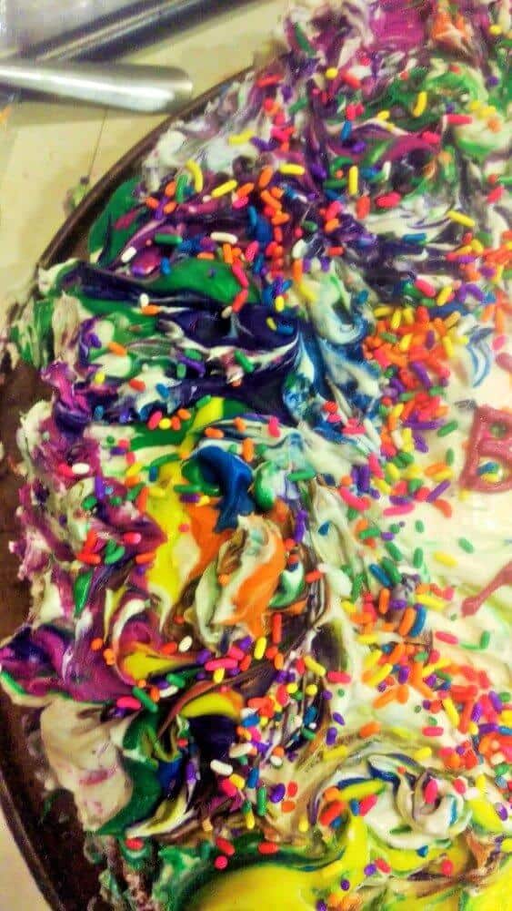 tye dye finger paint cake